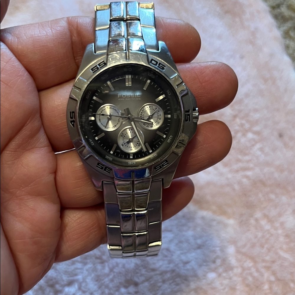 Fossil Silver-Tone Chronograph Watch